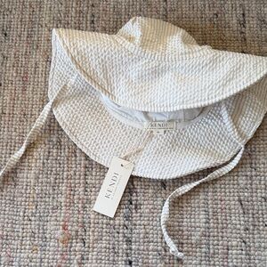 Colored Organics Kendi White and cream  Seersucker Sun Hat